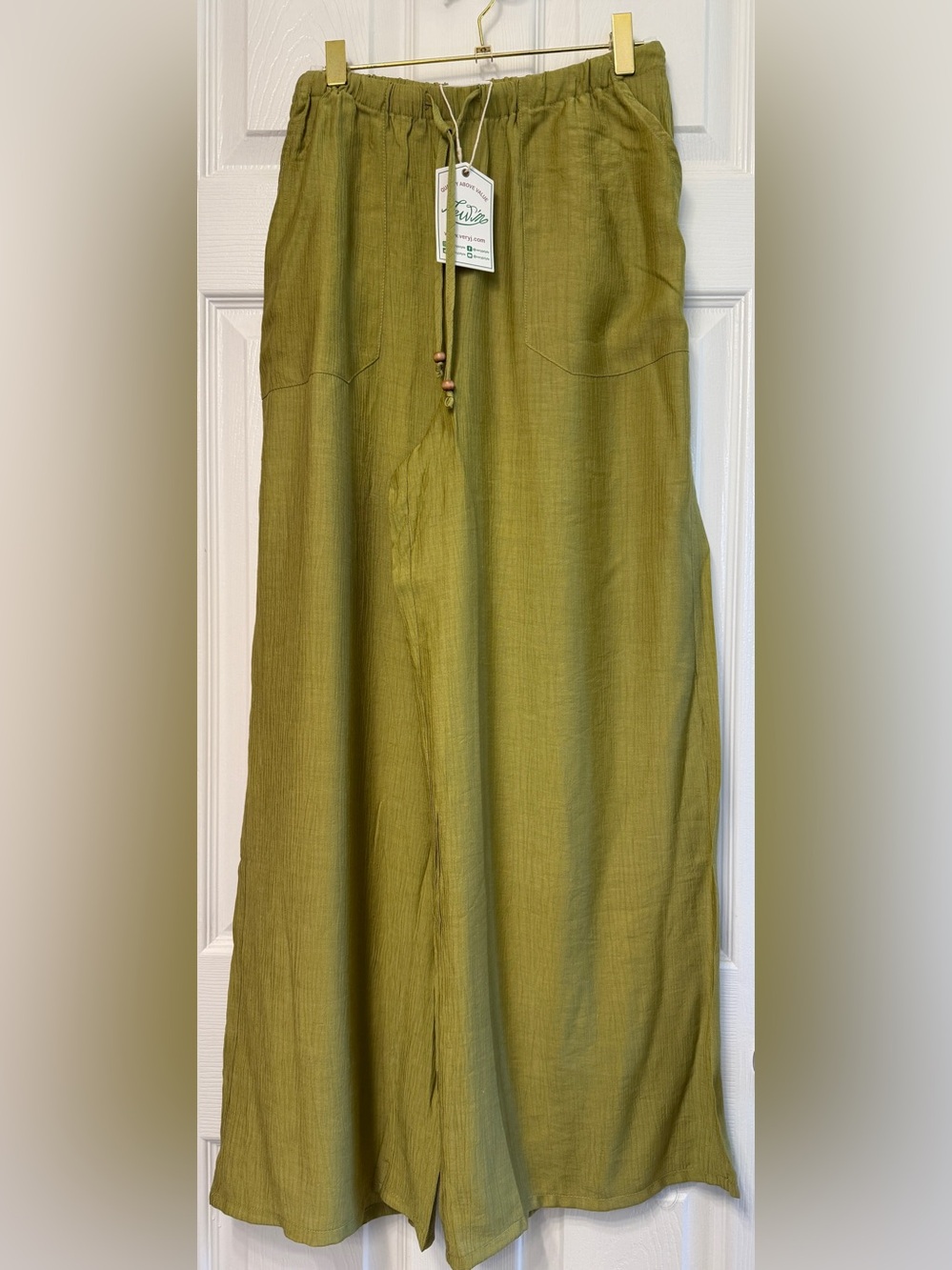 Women's Olive Green Wide Leg Linen Skirt